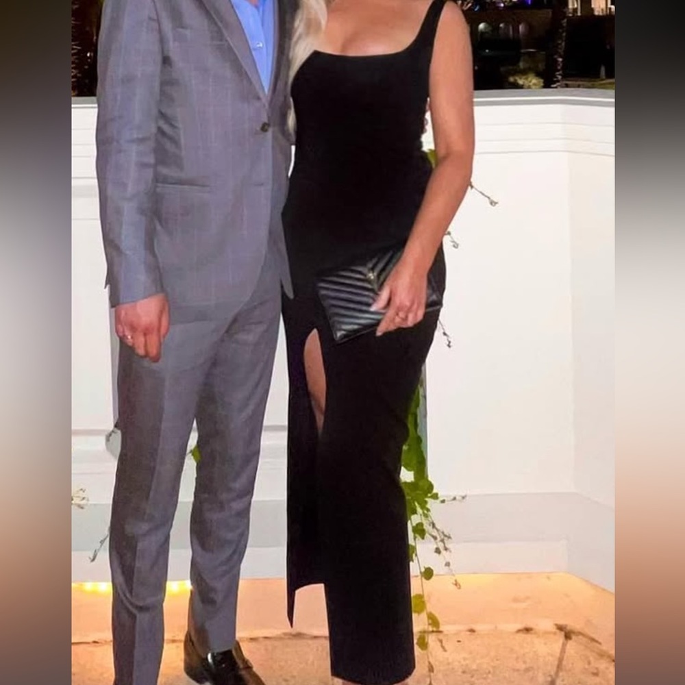 Socialite Black Maxi Evening Gown with Slit